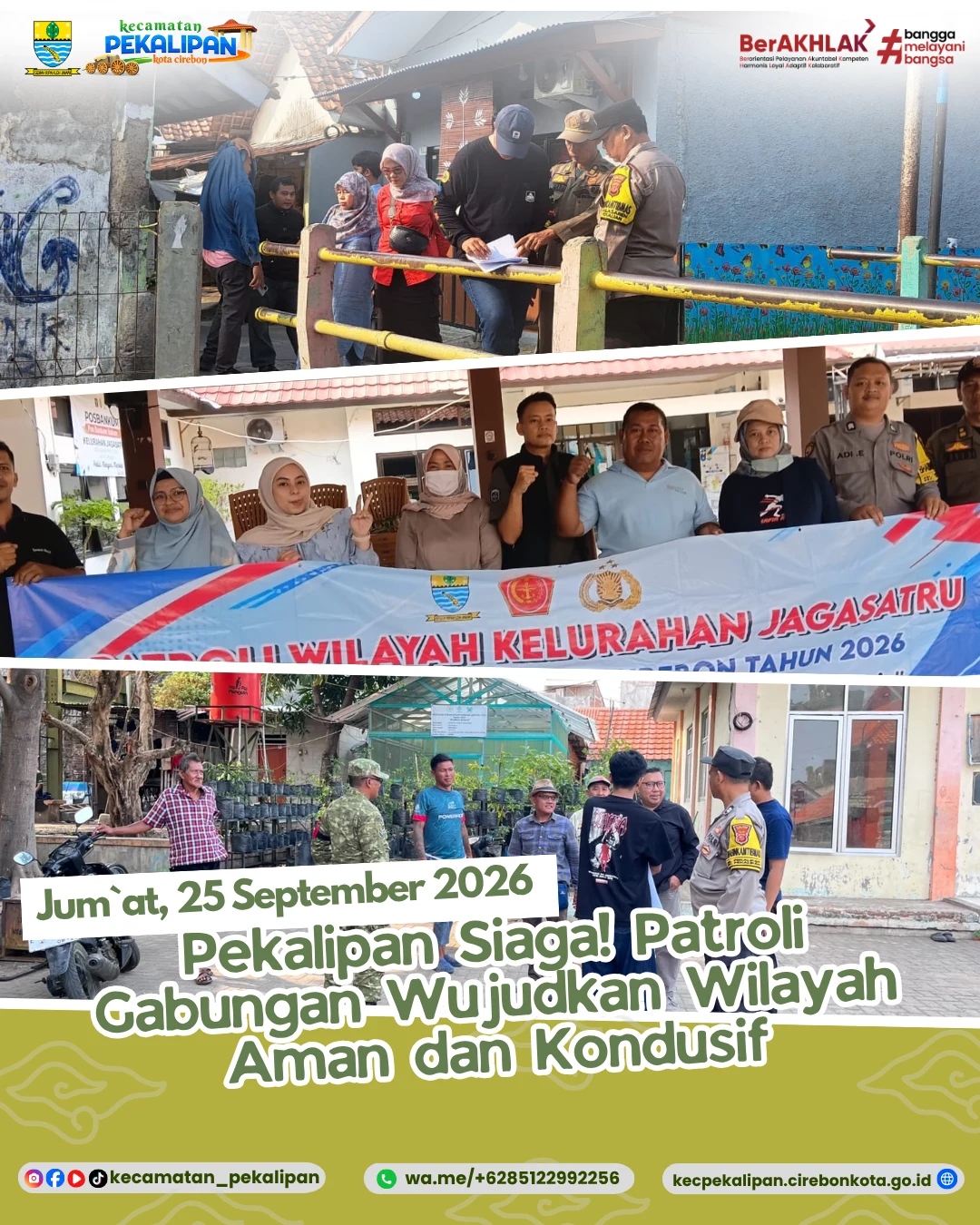 Wujudkan Lingkungan Kondusif, Kecamatan Pekalipan Gelar Patroli Gabungan Lintas Sektor